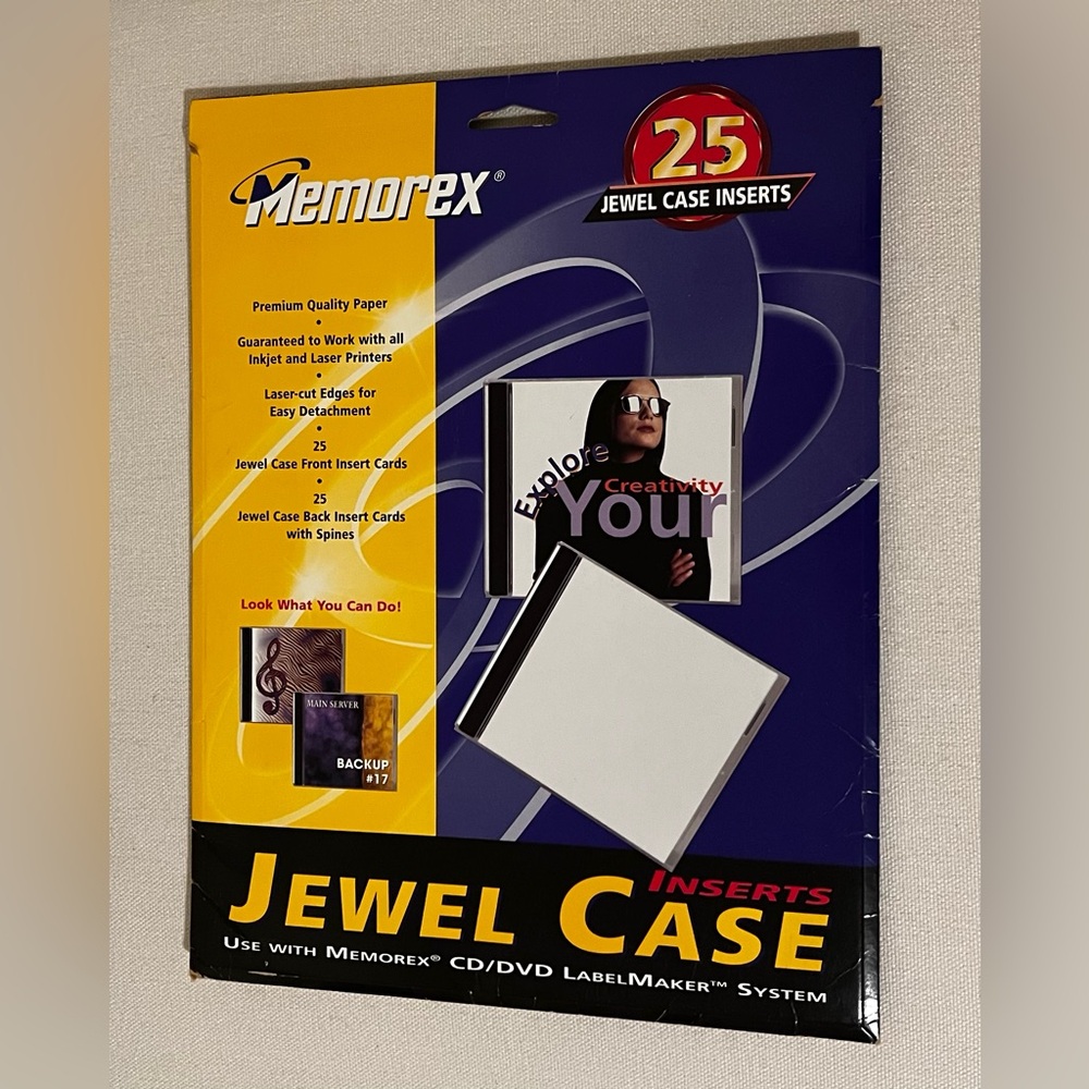 Memorex Jewel Case Inserts - 20 Sheets Only - for Inkjet & Laser Printers